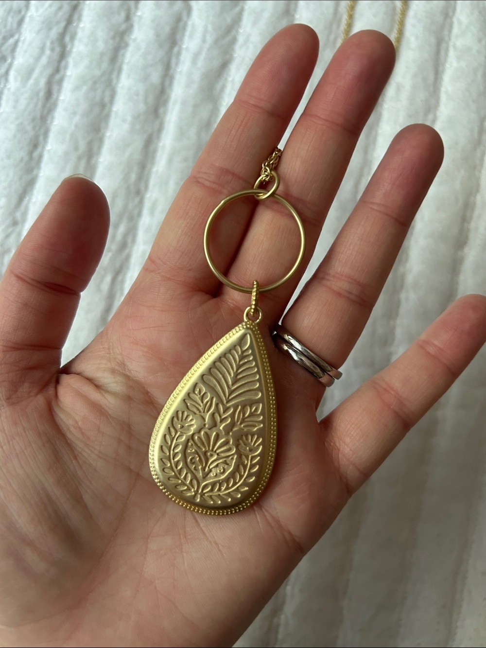 Spartina 449 Gold Necklace with Pink Teardrop Pendant - Picture 3 of 7